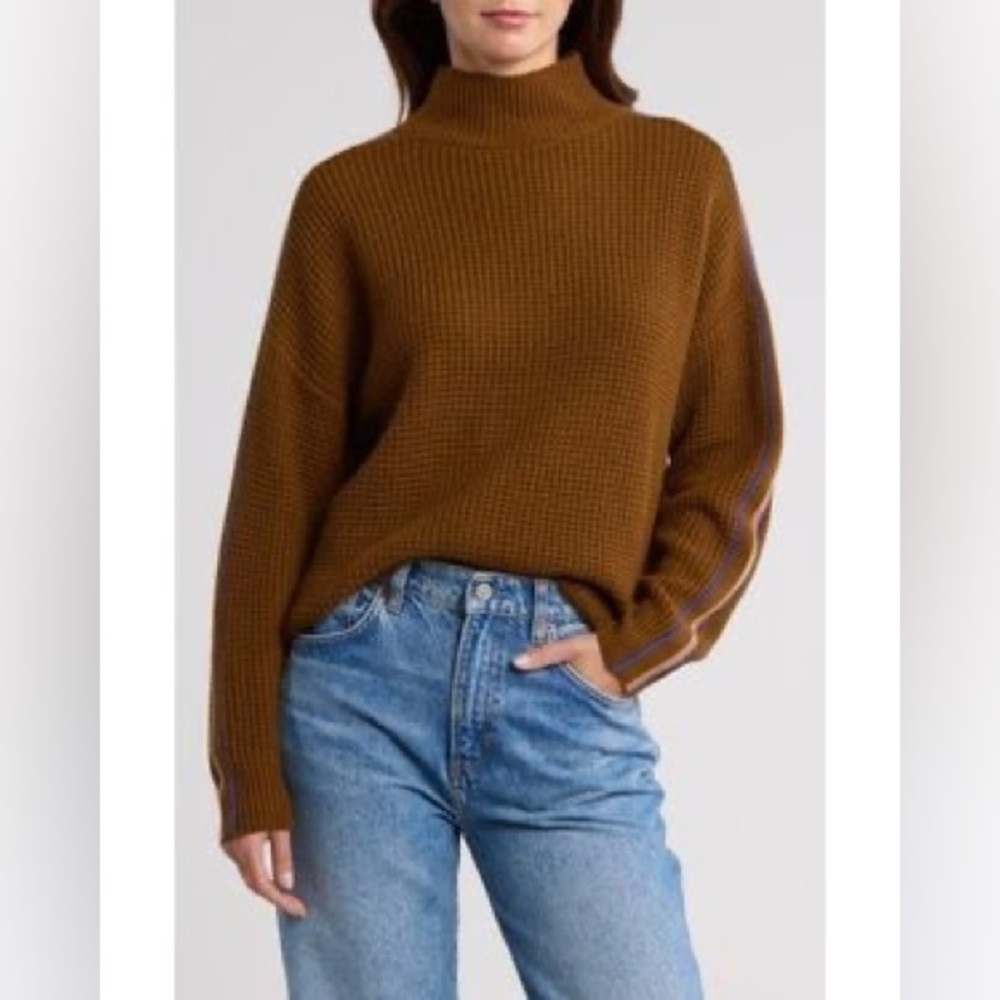 Spiritual Gangster Cressida Stripe Mock Neck Sweater